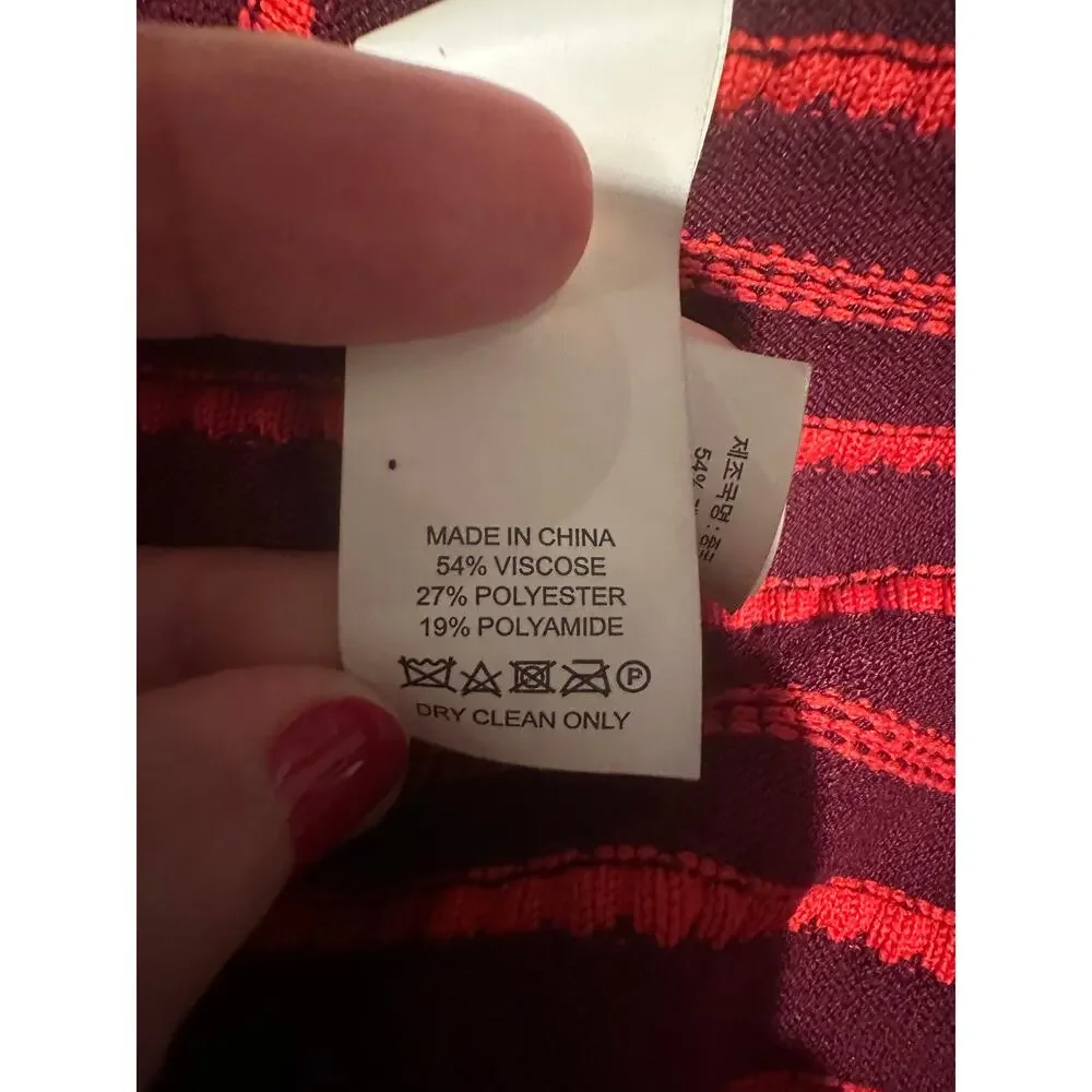 Kate Spade New York Textured-Stripe Knit Fit & Flare Red Burgundy Dress Sz XL